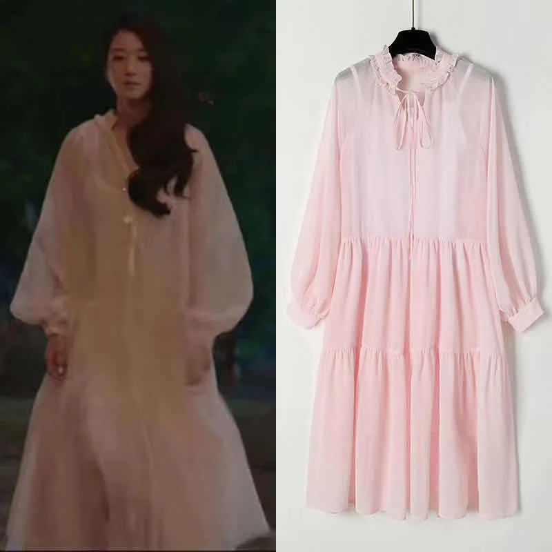 

Summer Dress 2020 Women Loose Long Dresses for Women Vestido Pink Ruffle Dress Lady Elegant Long Sleeve Party Dress Vestidos