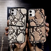 snake skin pattern crossbody case for iphone 13 12 11 pro max x 7 8 plus xr xs max pu leather card pocket wallet phone case