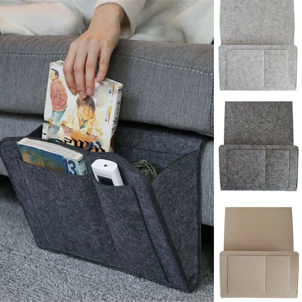 

Felt Bedside Storage Bag Organizer Caddy Bed Tidy Pocket Pouch Book Laptop Phone