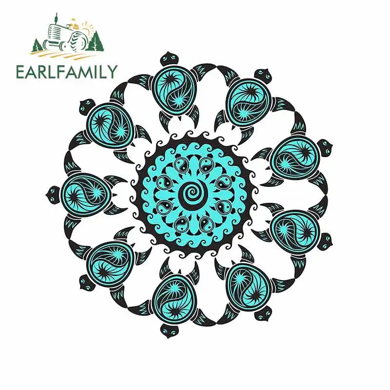 

EARLFAMILY 13cm x 13cm For Mandala Style Flower Funny Car Stickers The Whole Body Cartoon 3D Waterproof Vinyl Decal Gift