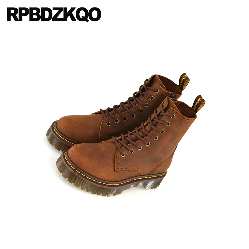 Muffin круглый носок Коричневые Женские Ботильоны на каблуке средней высоты Обувь