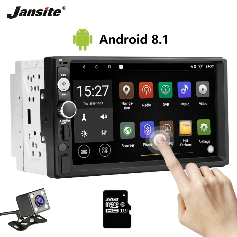 Jansite " 2 din автомобильный радиоприемник RAS AM/FM Android 8,1 плеер+ цифровой сенсорный экран gps навигация Зеркало-Ссылка Авторадио резервная камера