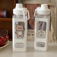 summer water cup with straw handy cup plastic cute water bottle with scale kids water bottle bpa free drink bottle with straw