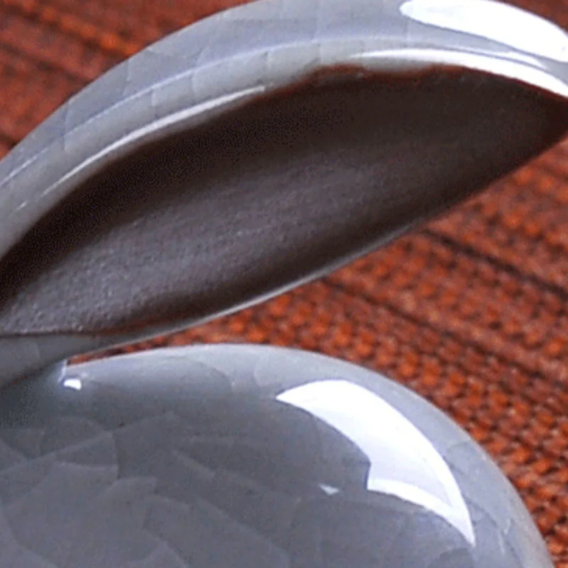 Милый Кролик Кабошон керамическая фиолетовая белая глина статуя кунг фу чай