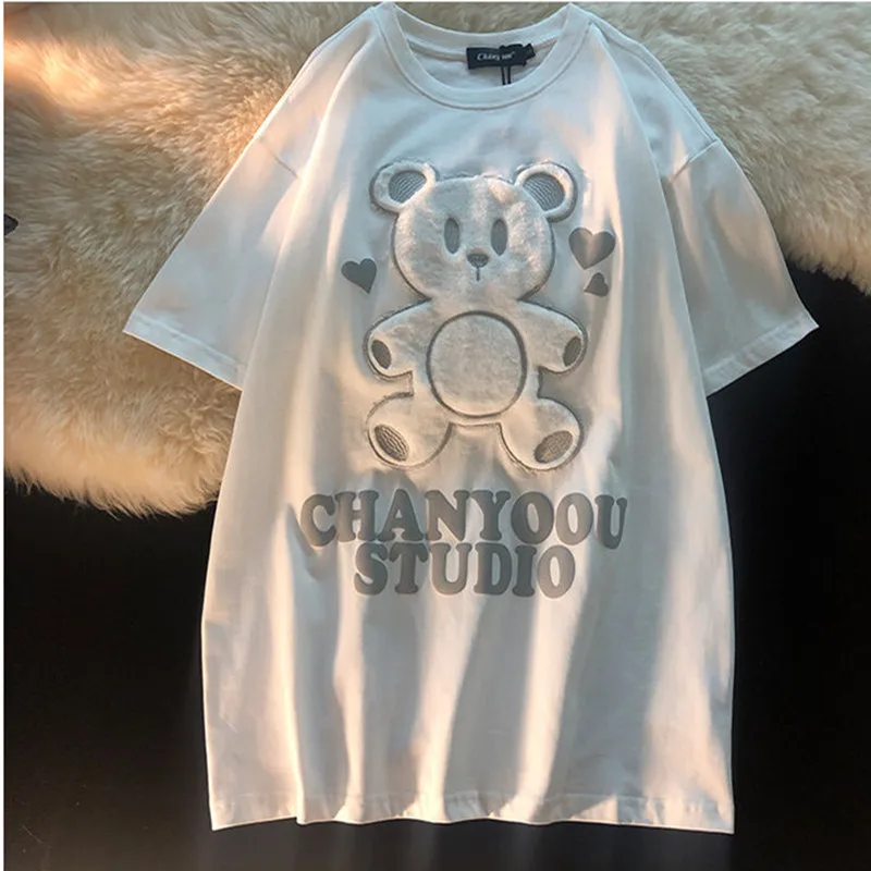 Хлопковая футболка с коротким рукавом для пары летние свободные рубашки женщин