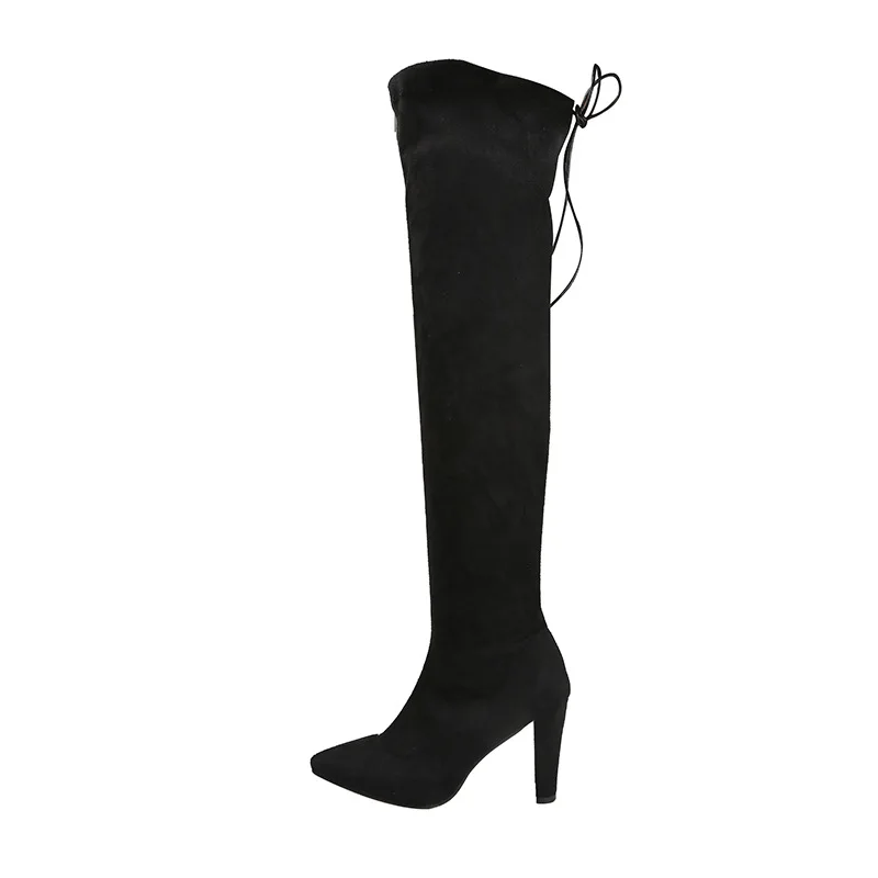 

Large women's boots autumn winter 2020 new women's long boots elastic boots high heel pointed over knee boots British style