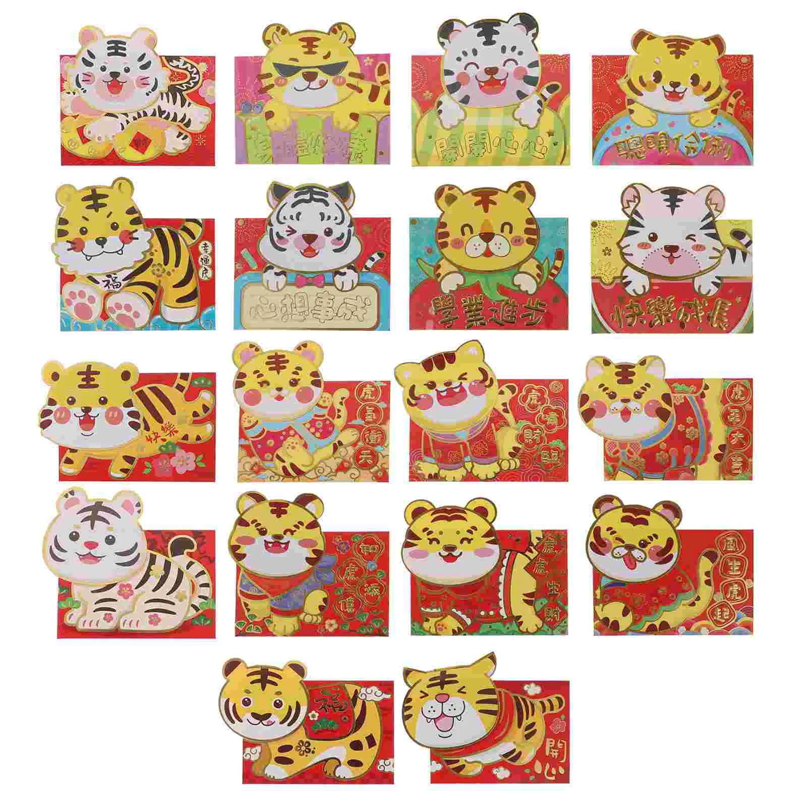 18pcs Exquisite Year of The Tiger Three-dimensional Red Envelopes Red Packets
