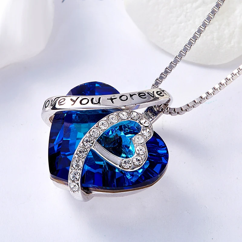 Женское ожерелье с подвеской в виде сердца из австрийского кристалла серебро 925