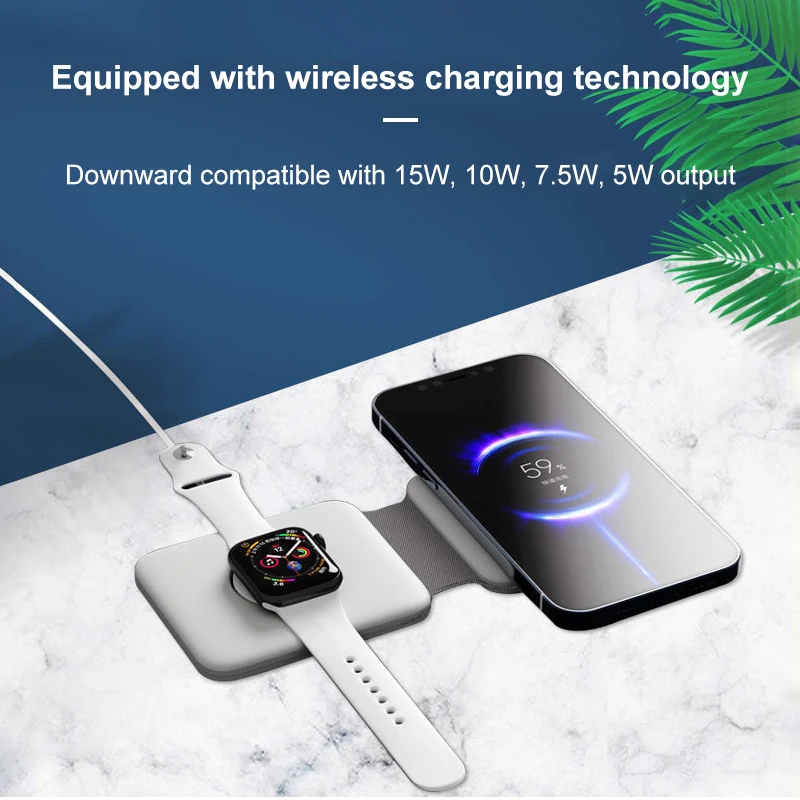

Wireless Charger For iPhone 12 Pro 8 X XR XS Max Fast Wireless Charging magnetic three-in-one folding Wireless Charger