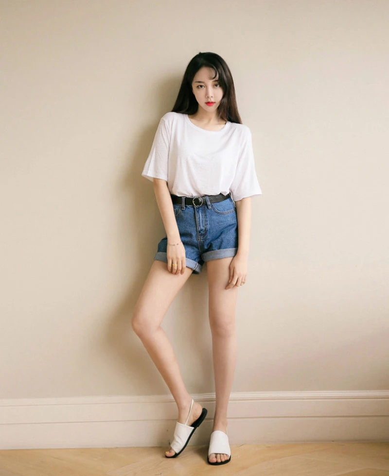 

RANMO Women Shorts Denim Summer Casual Loose High Waist Wide Leg Jeans Shorts With Belt Korean Style Female Plus Size 2XL Jeans