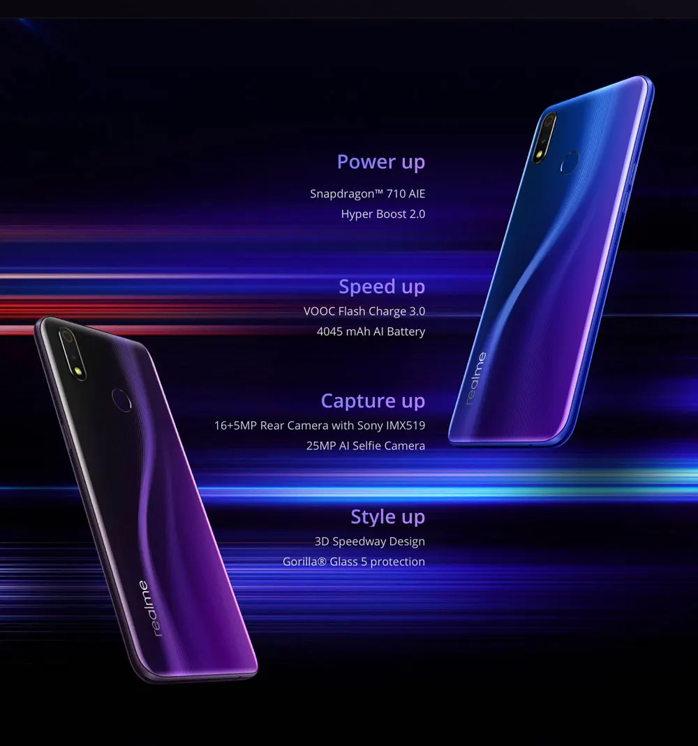 Мобильный телефон Realme 3 Pro с глобальной версией, 6,3 дюймов, 6 ГБ ОЗУ, 128 Гб ПЗУ, Восьмиядерный процессор Snapdragon 710, две sim-карты, отпечаток пальца, 4045 мА/ч