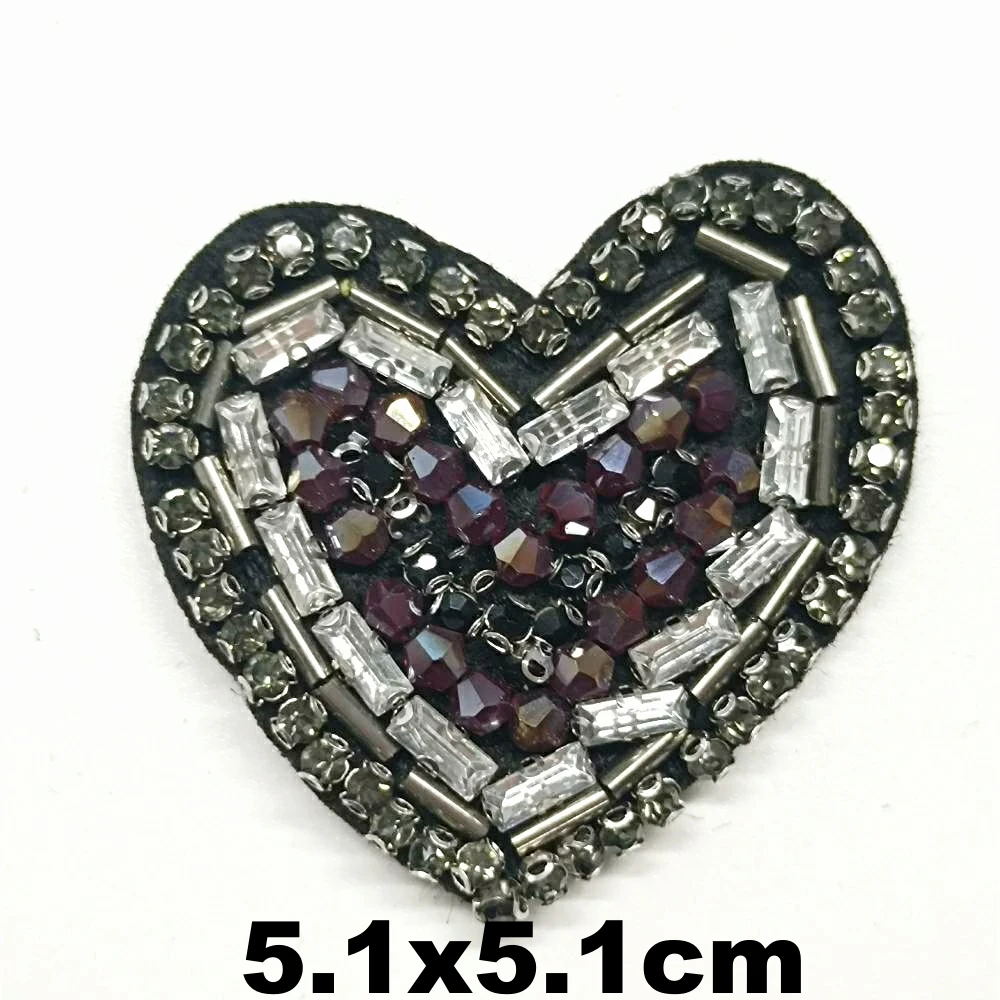 

embroidery beaded love heart embroideried patches for clothing DO-3324