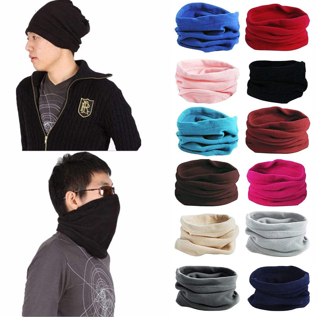 Зимний флисовый мужской и женский шарф с кольцом модный шейный теплый удобный