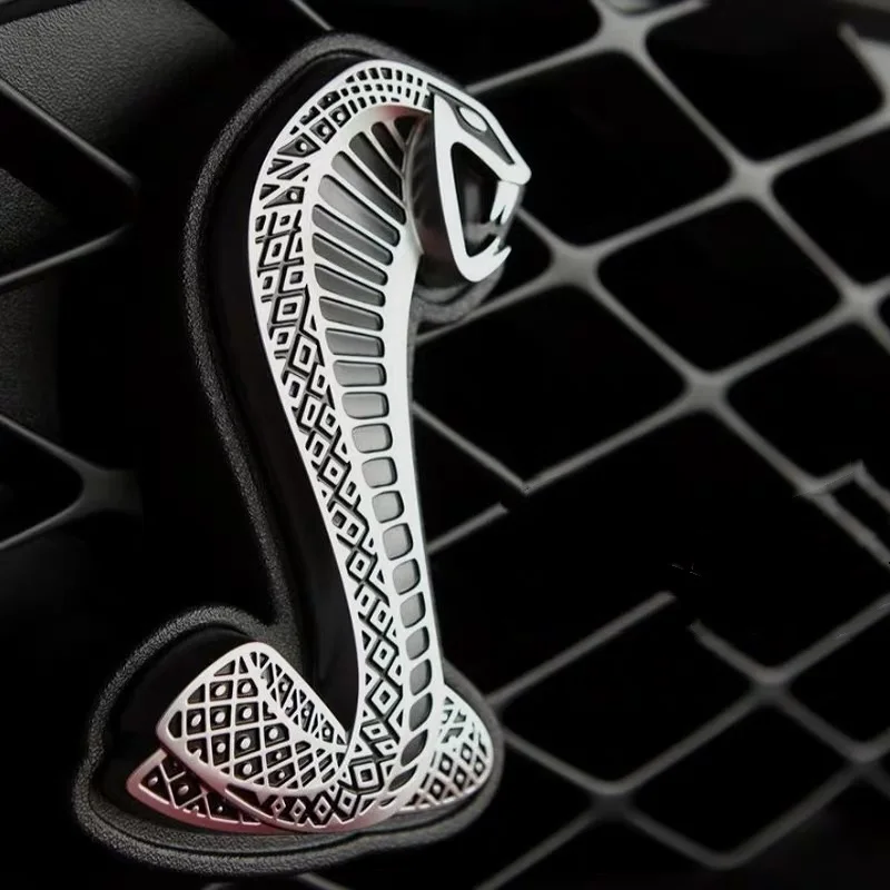 

1pcs Metal Mustang Snake Cobra car front grille emblem Side Fender Rear Trunk sticker grill Badge for Mustang Shelby GT