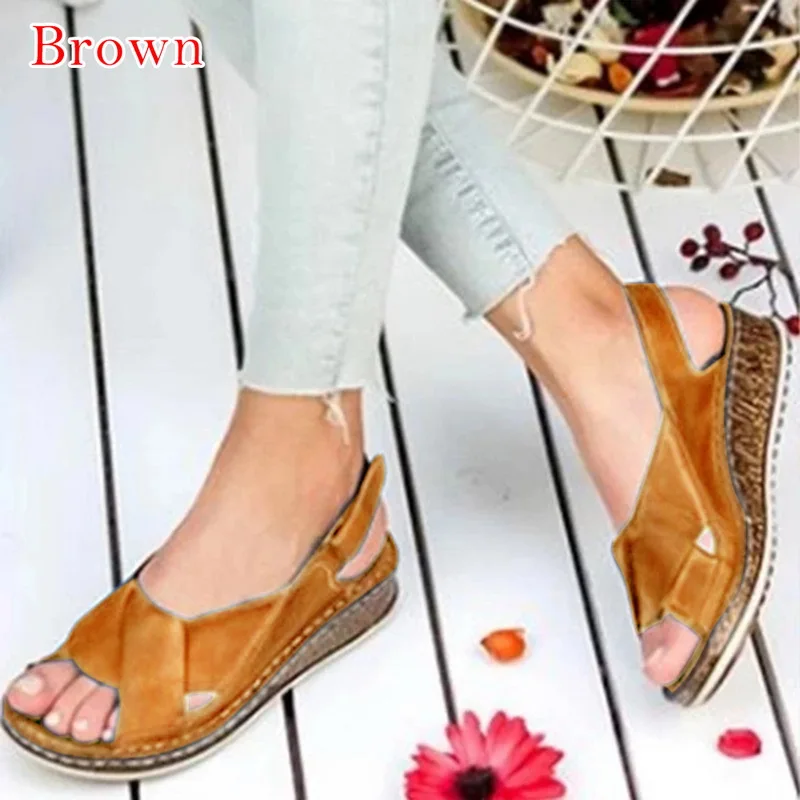 

Women Sandals Summer 2020 Female Shoes Woman Peep-toe Wedge Comfortable Sandals Slip-on Flat Sandals Female Sandalias