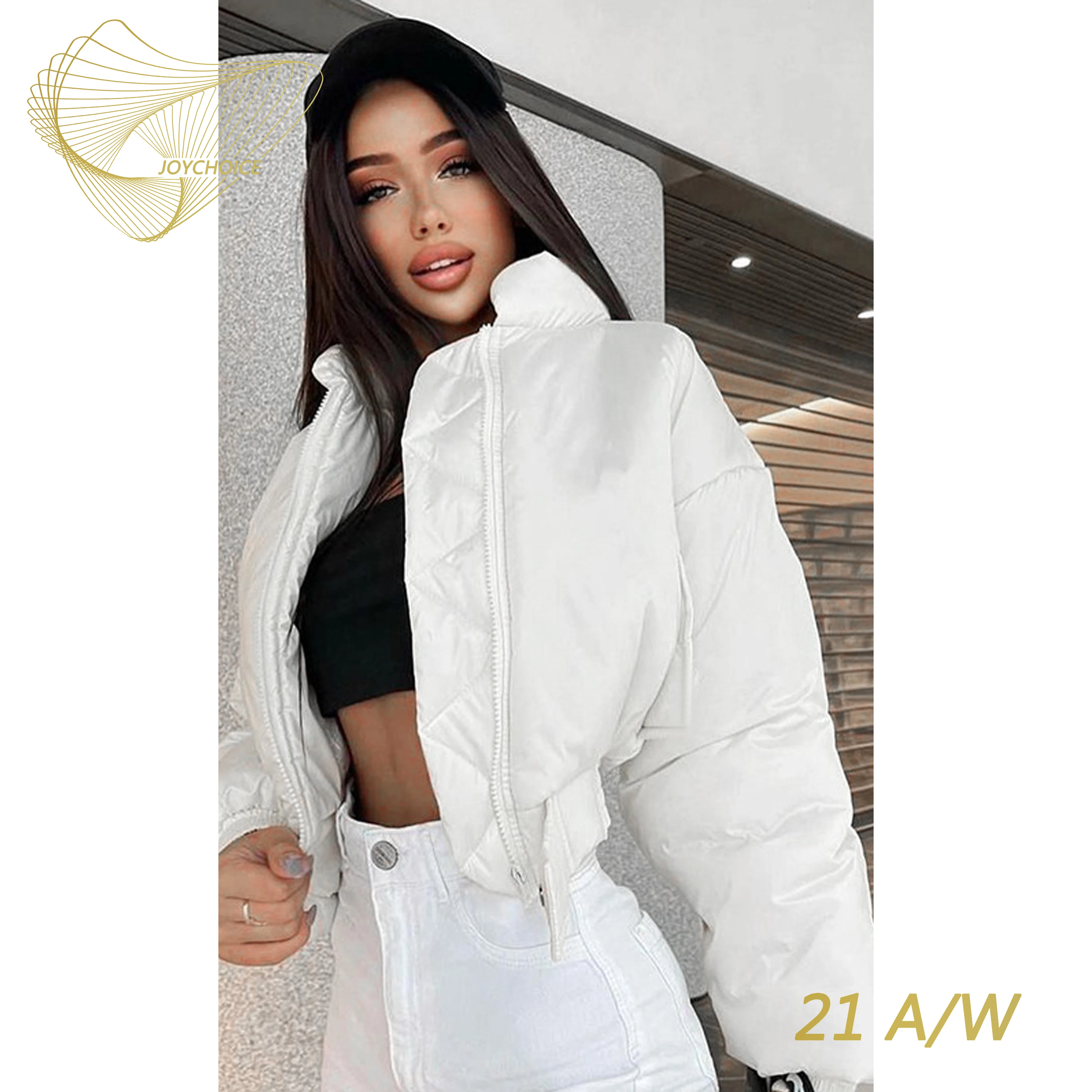 

Однотонное женское полупальто JOYCHOICE 21A/W с молнией сзади