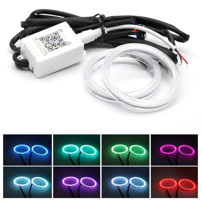 1 комплект автомобильные кольца RGB Angel Eyes COB для фар 60 мм 70 80 90 100 110 120 мм|Аксессуары
