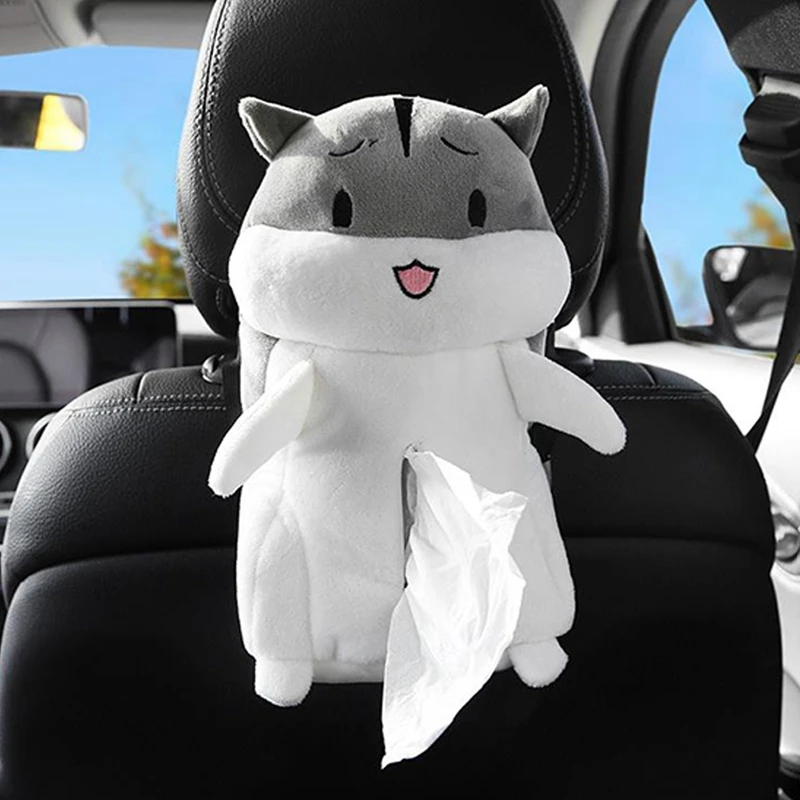 

Plush Cute Hamster Car Tissue Holder Napkin Box Vehicle Backseat Hanging Type Tissue Case Holder for Home Car Bathroom Supplies