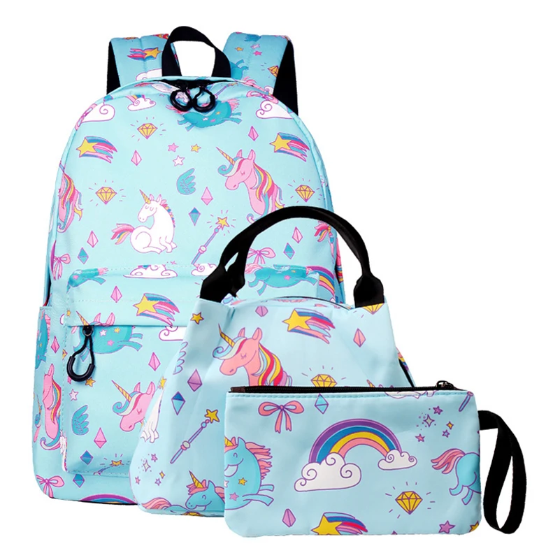 Рюкзак с водоотталкивающей изоляцией 3 шт./компл. модный ранец принтом единорога