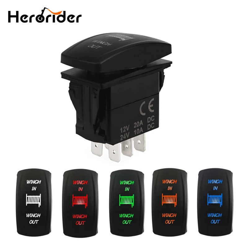 

Herorider 12V 24V Car Boat Caravan Rocker Switches Waterproof Rocker Switch Dual Blue LED Light Bar Rocker Toggle Switch