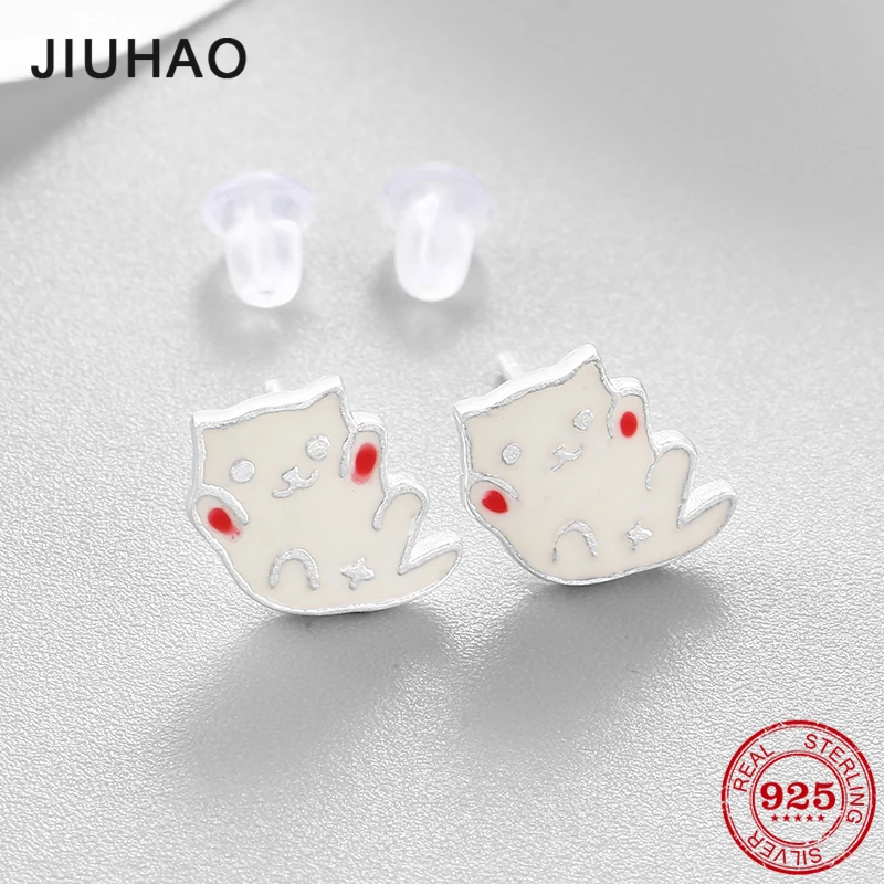 Новые 925 пробы серебряные маленькие шпильки серьги озорной котенок для женщин