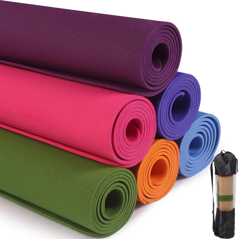 

183*80*6mm 80CM Widen Non-slip Yoga Mat TPE Fitness Gym Mats Sports Cushion Gymnastic Pilates Home Tasteless Pads With Yoga Bag