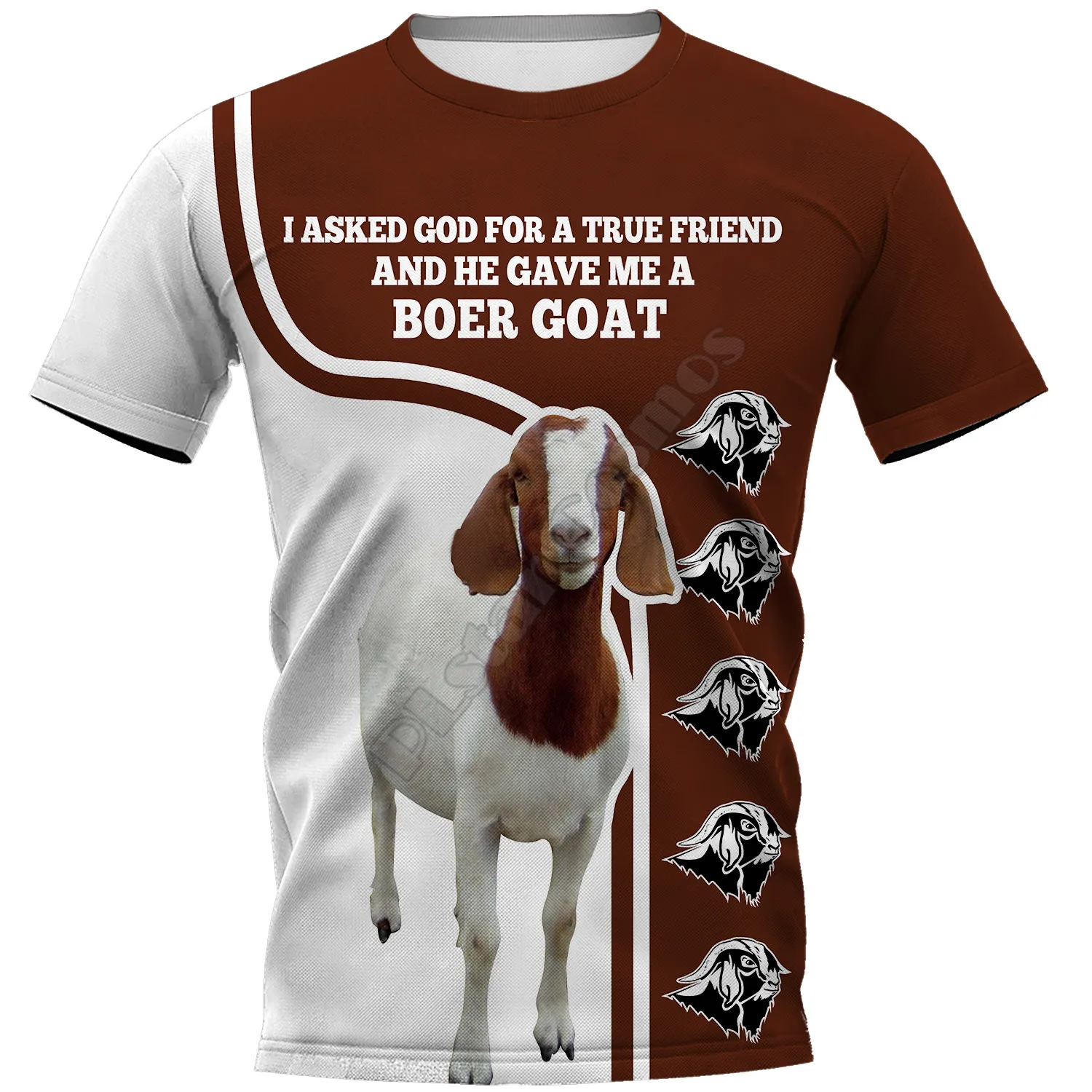 Мужские и женские футболки Boer с 3D-принтом козы, летние повседневные футболки с коротким рукавом, Прямая поставка