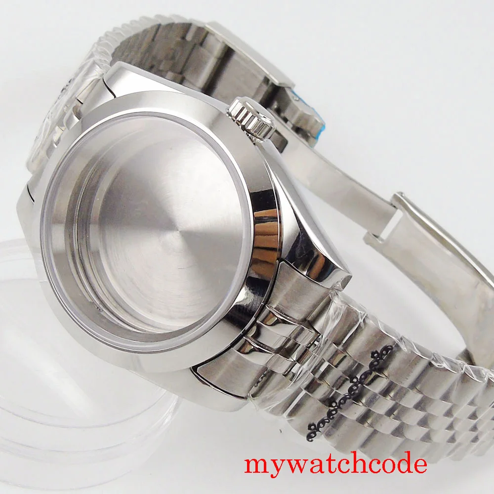 Stainless Steel Men Watch Case Fit NH35 NH36 MIYOTA 8215 Automatic Movement Sapphire Glass Jubilee Strap