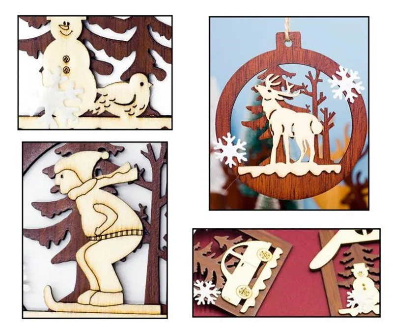 Новые поделки Diy Деревянные лося Автомобильные украшения Рождественская елка