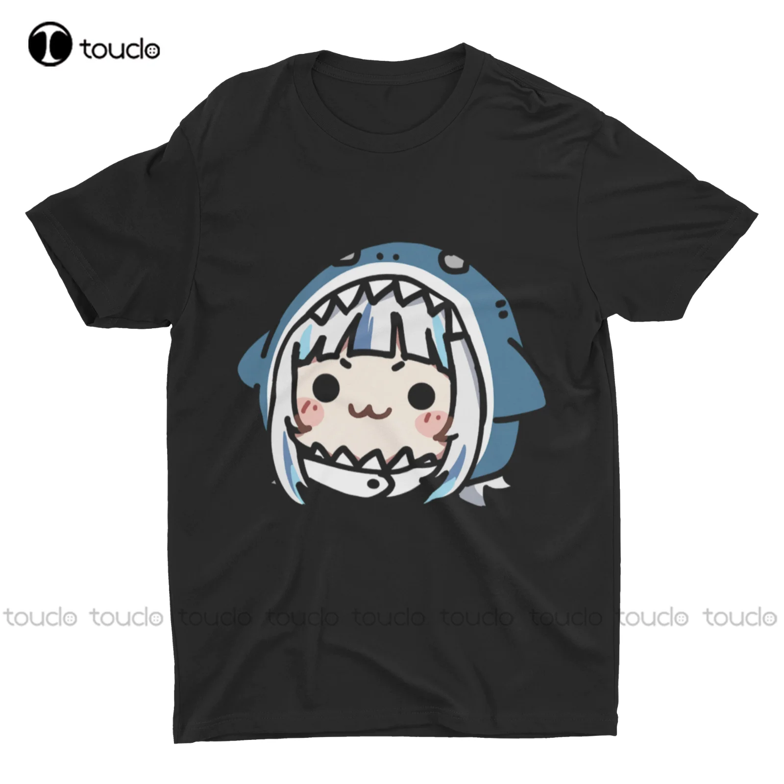 

New Gawr Gura Hololive Cute Design From Japan Anime T Shirt Black Cotton S-5Xl Yellow Shirt