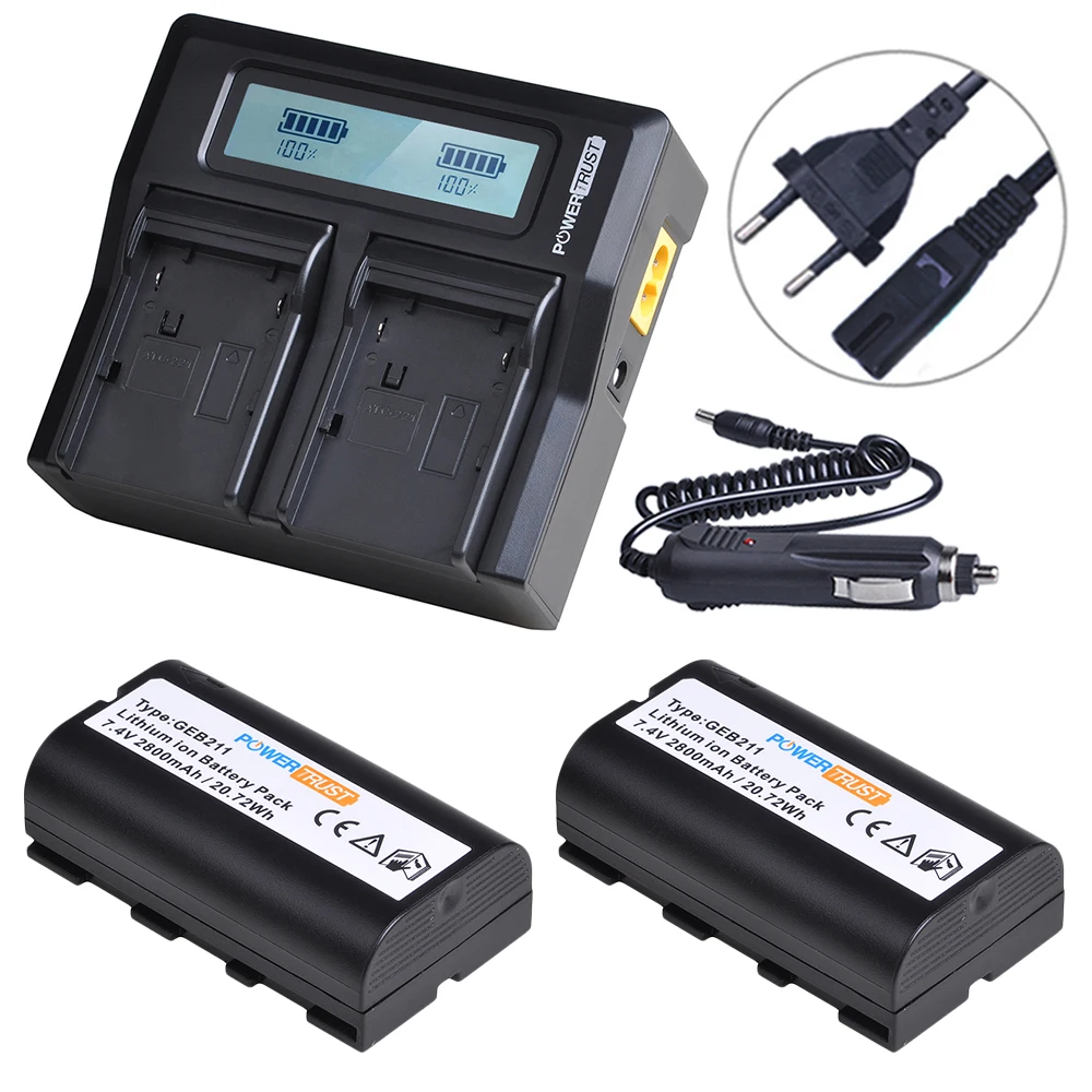 PowerTrust GEB211 Батарея + ЖК дисплей быстро Зарядное устройство для GEB212 GKL311 GPS900 GPS1200 GRX1200