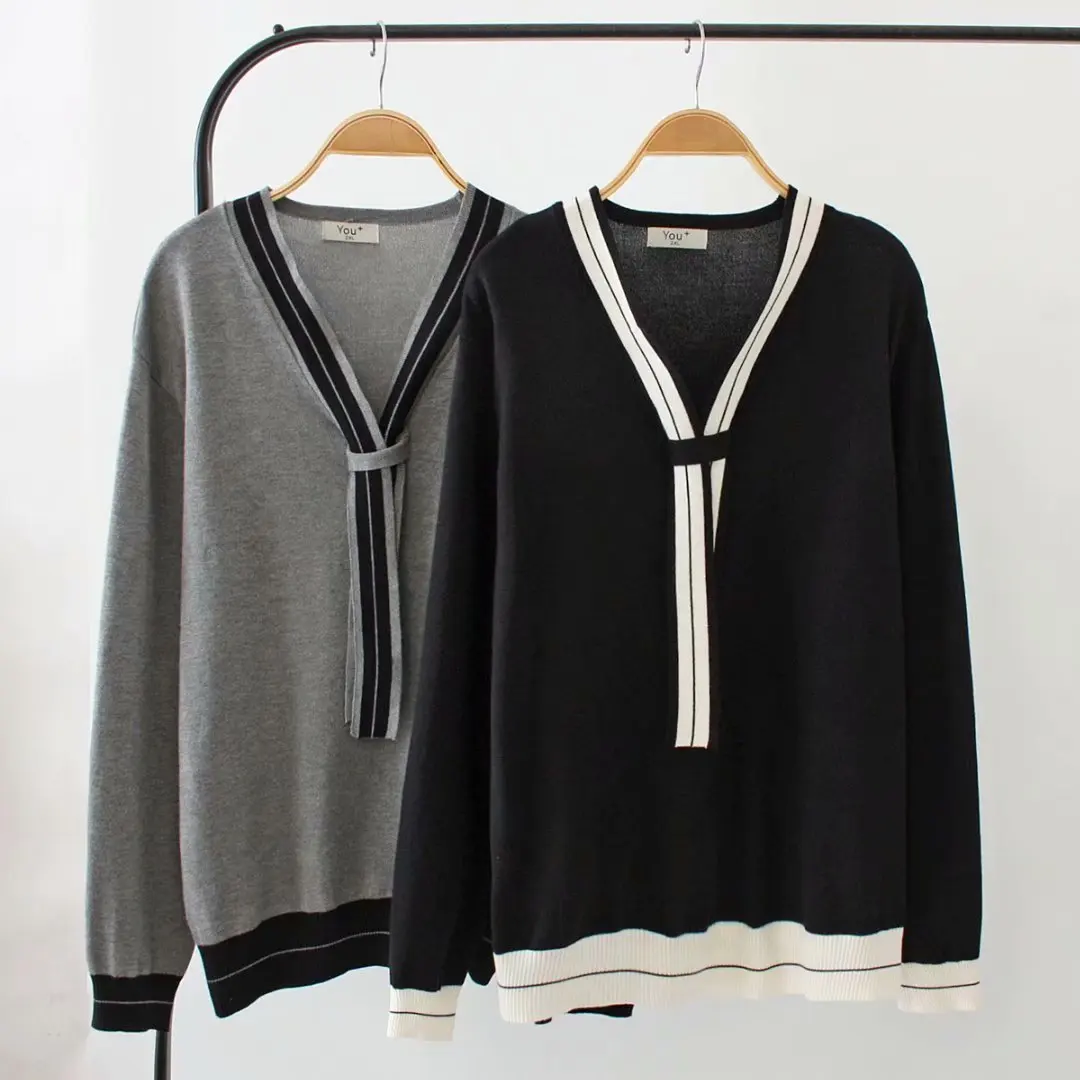 Plus Size Casual Essential Sweaters Women 2019 Autumn Winter Fashion Loose Long Sleeve Knitting Pullovers E2-9508 | Женская одежда