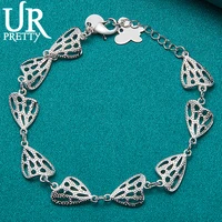 urpretty 925 sterling silver butterfly wing chain bracelet for man women wedding engagement party charm jewelry