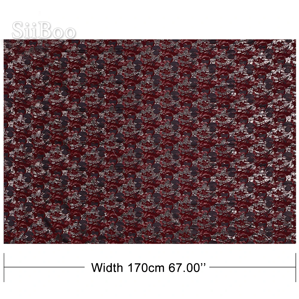 Винно красная Цветочная жаккардовая ткань в французском стиле с металлическим