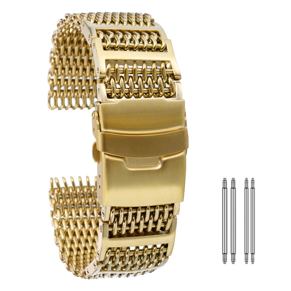 Высокое качество нержавеющая сталь ремешок для часов 20 мм 22 24 Сетка