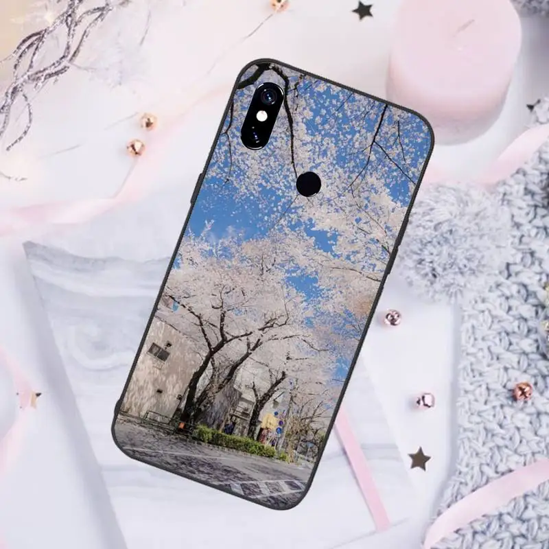

Beautiful Japanese cherry blossom street view Phone Case For Xiaomi Redmi note 7 8 9 pro 8T 9S Mi Note 10 Lite pro