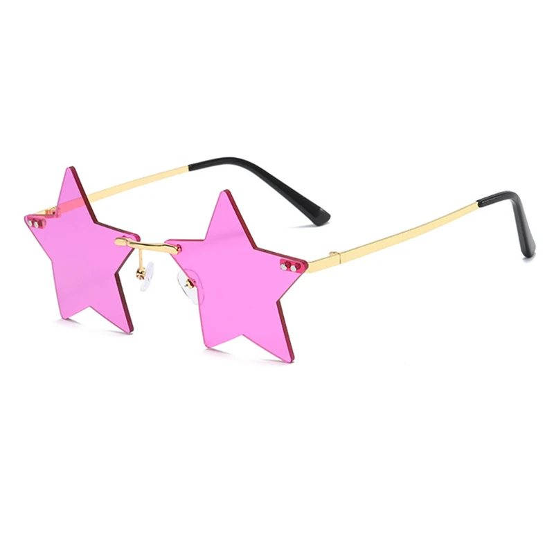 

Vintage Unique Star Shape Mirror Rimless Sunglasses Women Fashion Clear Lens Eyewear Men Trending Sun Glasses Shades