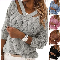 women sweater sexy v neck pullover new off shoulder oversized knitted sweatershirt 2021 autumn winter long sleeves tops