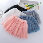 Юбка для девочек-подростков, Весенняя плиссированная короткая розовая мини-юбка, детская юбка-пачка принцессы, Корейская танцевальная газовая одежда с вышивкой и блестками