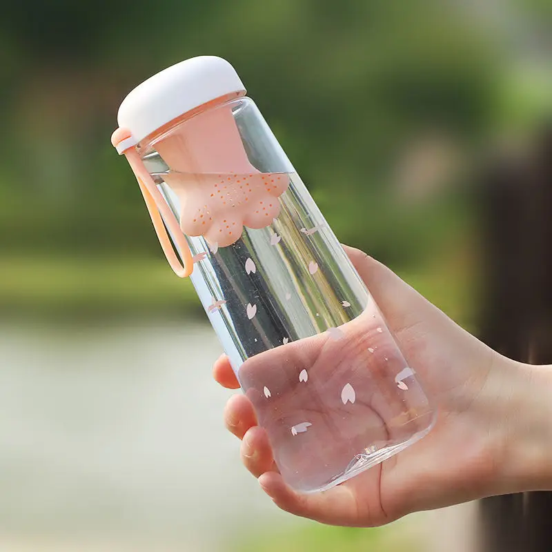 550 мл креативные милые кошачьи когти с чайным фильтром пластиковая чашка Kawaii Cherry