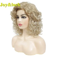 joyluck short curly wig synthetic hair wigs gold mix blonde color womens full wig with bangs natural daily hair style