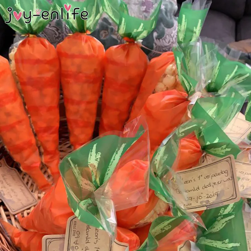 

20pcs Easter Decoration Carrot Cone Bags Cellophane Treat Bagskids Easter Birthday Candy Bag Happy Easter decoration for home