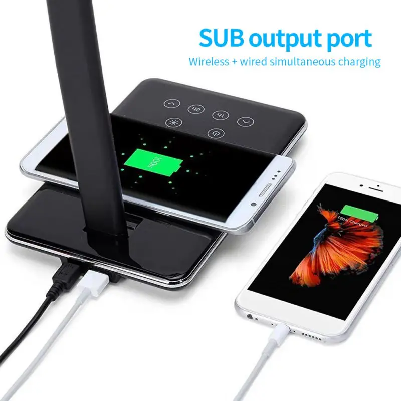 

ZL New Wireless Charging Pad 2 In 1 LED Desk Lamp Multi Function QI Smartphone Charger Station For Samsung Huawei Xiaomi Iphone