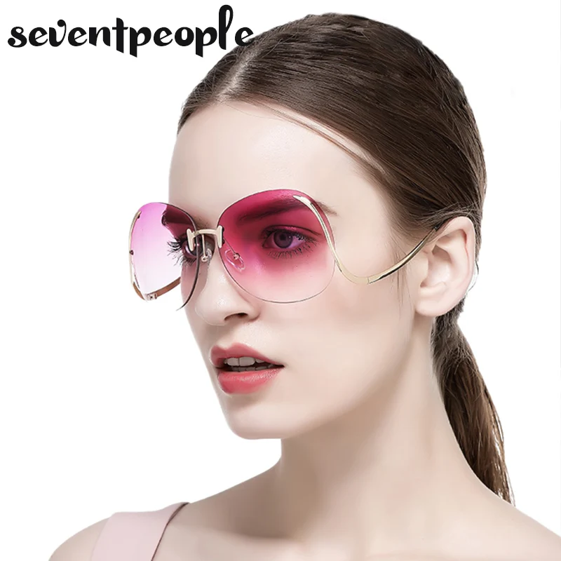 2020 негабаритные Круглые Солнцезащитные очки без оправы для женщин роскошные