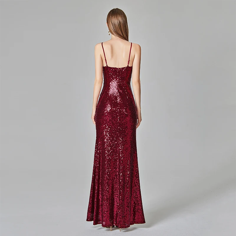 Бордовое красное сексуальное вечернее платье простое длинное на бретельках