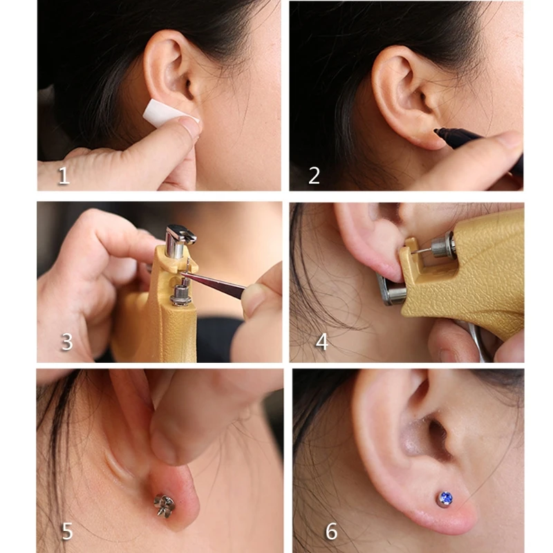 

1 Set Professional Stainless Steel Ear Piercing Tools Set Lips Ear Nose Navel Body Piercing Unit Jewelry Pierce Tool Kit