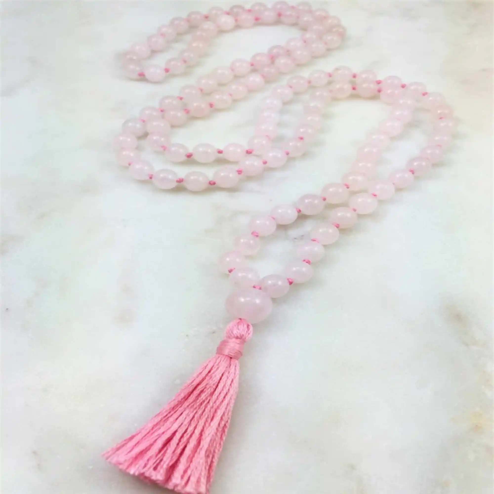 

8mm Rose Quartz 108 Buddha Beads Tassels Bracelets All Saints' Day Classic Inspiration Colorful Yoga Elegant Blessing Bless