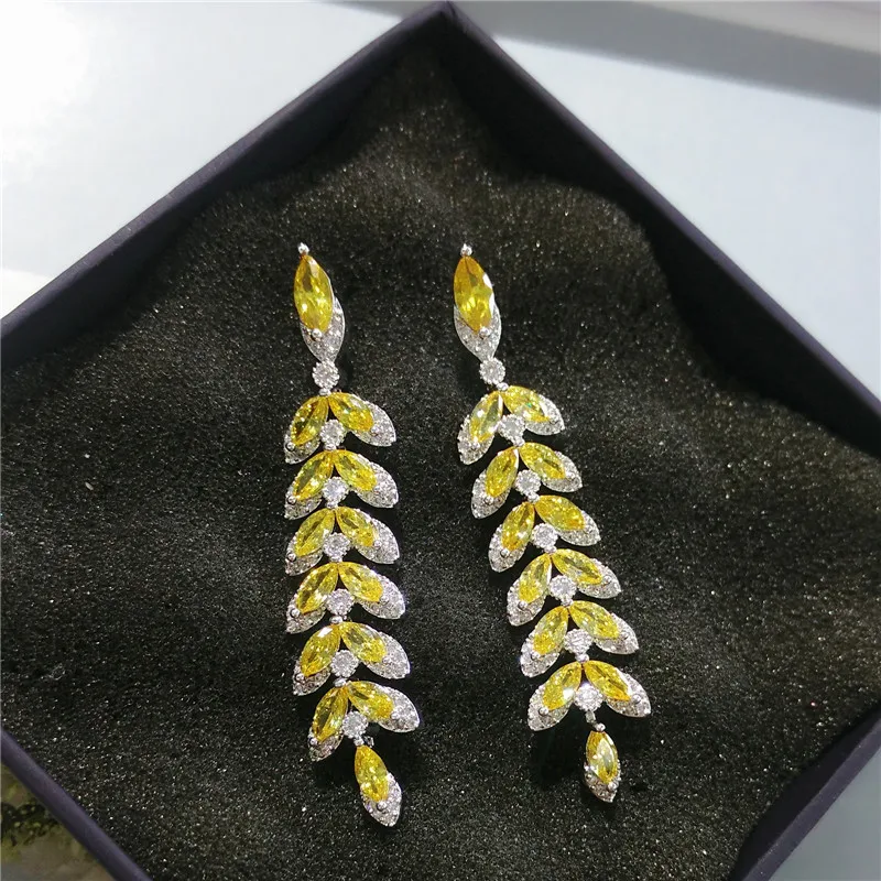 Роскошный цветок с кубическим цирконием AAA великолепные свадебные серьги