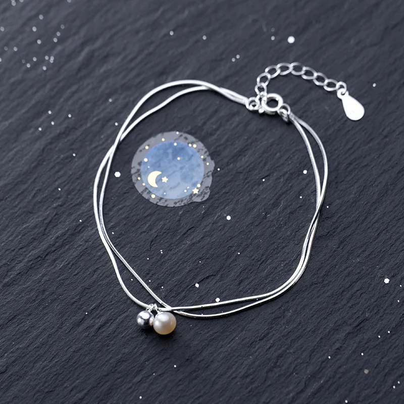 

XMD S925 Sterling Silver Bracelet Delicate Unique Double Layer Snake Chain Bracelet Women Bangle Fashion Sliver Jewelry