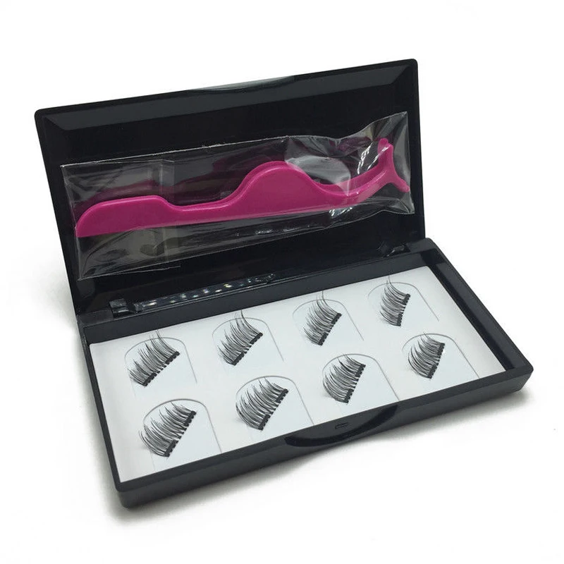 

8 Pcs Magnetic Eyelashes Reusable Double Magnet False Eye Lashes & Tweezer